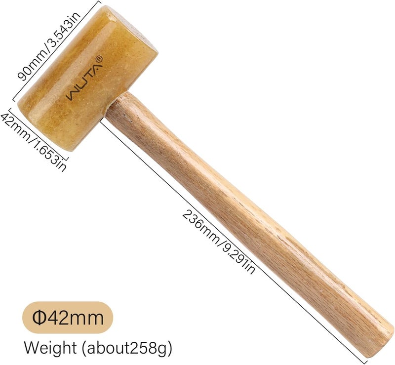 WUTA Rawhide Mallet 100% Rawhide-head Hammer for Jewelry Making Leather Craft Hammer Stamping Jewelry Leather Worker Craft Tool Good Buffering Mallet 42mm - Image 3